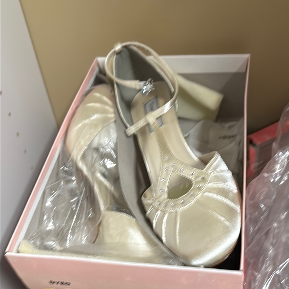 Touch Ups Ivory Satin High Heel Peep-Toe Shoes